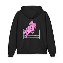 Load image into Gallery viewer, Lily Rhodes Horse Jumping Hoodie — Pink Equestrian Show Jumper Hoodie